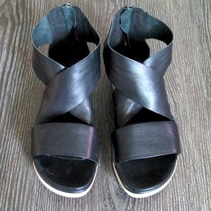 Eileen Fisher black leather sandals